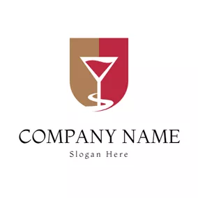 Beverage Logo Badge and Wine Glass logo design