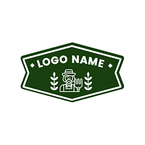 Bauer Logo Badge Plant Farmer Outline logo design