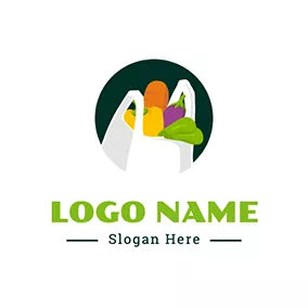 素食主义者Logo Bag Vegetable Grocery logo design