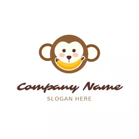 Food Logo Banana and Monkey Face logo design
