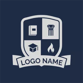 Logotipo De Academia Banner and Educational Supplies Shield logo design