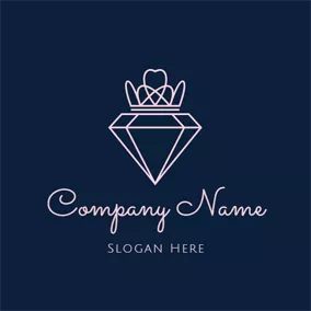 Jewellery Logo Beautiful Crown and Precious Diamond logo design