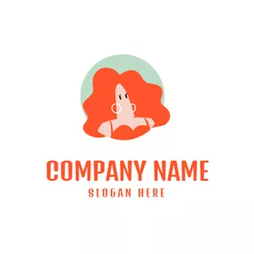 Beautiful Logo Beautiful Woman and Orange Hair logo design