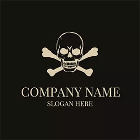Gefährlich Logo Beige and Black Skull Icon logo design