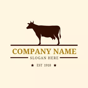 Logotipo De Vaca Beige and Brown Dairy Cow logo design