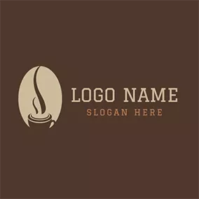 Ellipse Logo Beige and Chocolate Hot Coffee logo design
