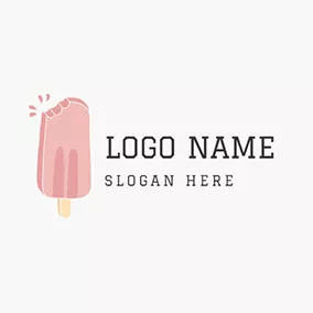 Food Logo Beige and Pink Ice Cream logo design