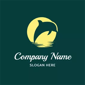 イルカロゴ Beige Moon and Dolphin logo design