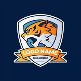 Gangster Logo Bellow Tiger and Badge logo design