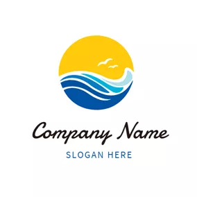 Journey Logo Big Sun and Blue Water logo design