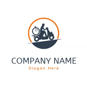 滑板車logo Biker and Scooter Icon logo design