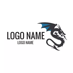 Logo Du Dragon Black and Blue Dragon logo design