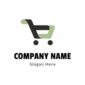 Advertising Logo Black and Cyan Shopping Cart logo design