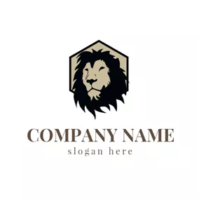 鱷魚Logo Black and Khaki Lion Face logo design