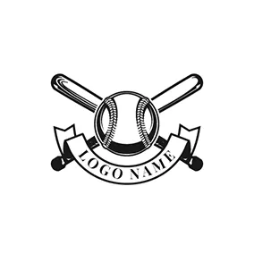 Logo Du Baseball Black and White Baseball Bat logo design