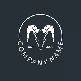 羊ロゴ Black and White Goat Head Mascot logo design