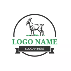 肉類 Logo Black and White Goat logo design