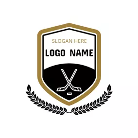 Logotipo De Decoración Black and White Hockey Badge logo design