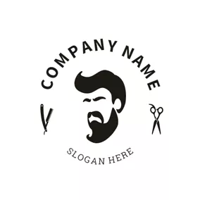 理髮店Logo Black and White Man Head logo design