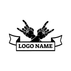 Outline Logo Black and White Rocker Hand logo design