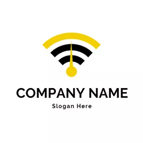 Connected Logo Black and Yellow Wifi logo design