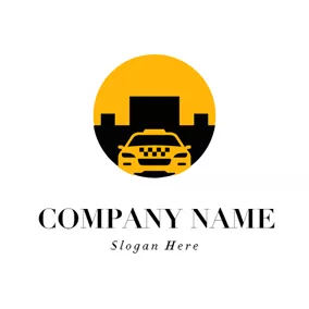 Rectangle Logo Black Architecture and Yellow Taxi logo design