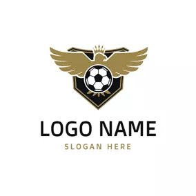 サッカークラブのロゴ Black Background and Golden Eagle Football logo design