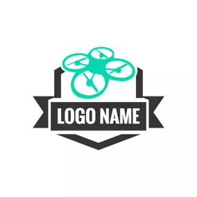 空気のロゴ Black Badge and Green Drone logo design