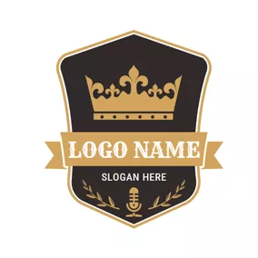 Logo Rap Black Badge and Yellow Crown logo design