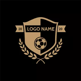 Soccer Logo Black Badge and Yellow Football logo design