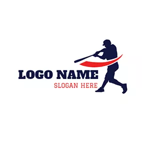 Logo Du Baseball Black Baseball Bat and Baseball Player logo design