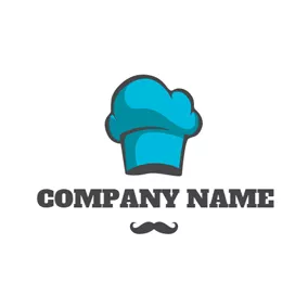 Logotipo De Barba Black Beard and Blue Chef Hat logo design
