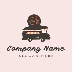 Pink Logo Black Car and Orange Burger logo design