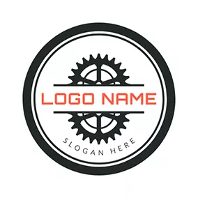 生產製造 Logo Black Circle and White Wheel Gear logo design