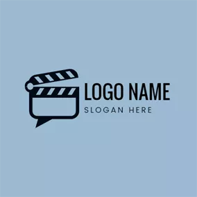 图片logo Black Clapperboard and Film logo design