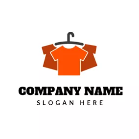Logotipo De Lavandería Black Coat Hanger and Orange T Shirt logo design