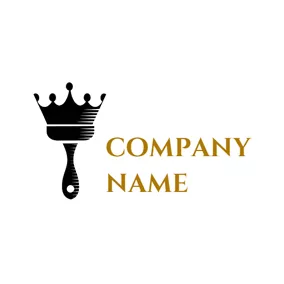 Expensive Logo Black Crown and Paint Brush logo design