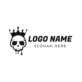 海賊ロゴ Black Crown and Skull Icon logo design