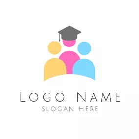 Learning Logo Black Hat and Colorful Pattern logo design