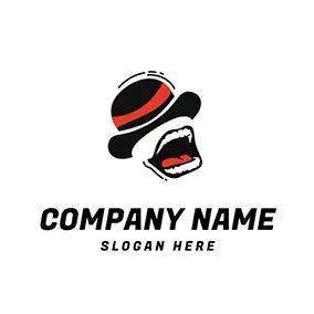 コメディロゴ Black Hat Open Mouth Comedy logo design