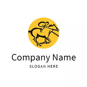 馬のロゴ Black Horse and Polo Sportsman logo design