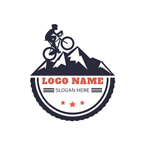 サイクリング　ロゴ Black Man and Bike logo design