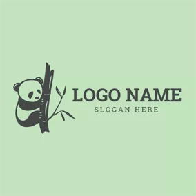 Food Logo Black Panda and Bamboo logo design
