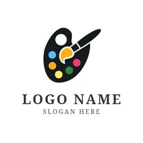 Logótipo De Colégio Black Plate and Paintbrush logo design