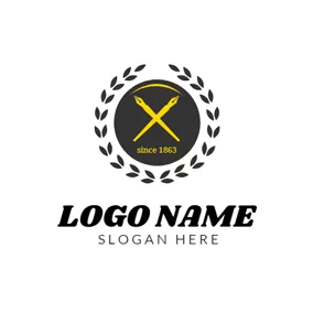 钢笔Logo Black Round and Yellow Pen logo design