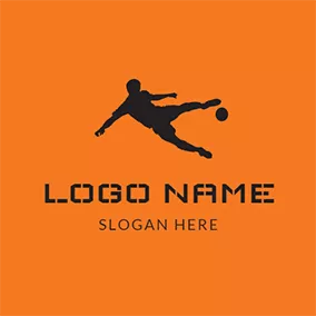 サッカークラブのロゴ Black Sportsman and Football logo design