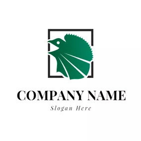 正方形のロゴ Black Square and Green Lizard logo design