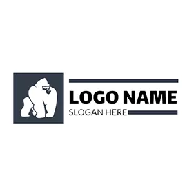 Logótipo Macaco Black Square and White Orangutan logo design