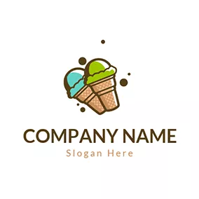 Food Logo Blue and Green Ice Cream Cone logo design