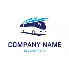 バスロゴ Blue and White Bus Icon logo design